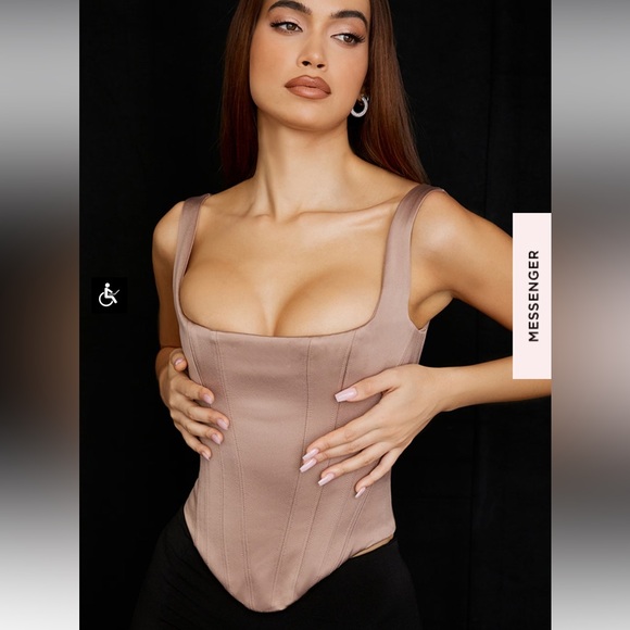 House of CB Rafa Stone Satin Longline Corset Top L - Picture 5 of 10